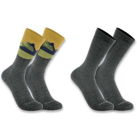 Carhartt Outdoor Midweight Wool Blend Mountain Crew Socks 2 Pairs Mens XL NWT - Picture 1 of 5
